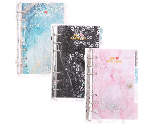 Блокнот A5(130*190) на кольцах, 90л. линия , жидкость+глиттер VK-0084 (16/80)