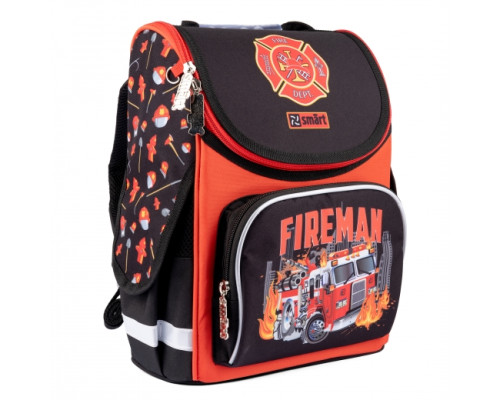 56536 Рюкзак школьный каркасный SMART PG-11 'Fireman",черный 559015