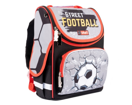 56537 Рюкзак школьный каркасный SMART PG-11 'Football",черный 559017