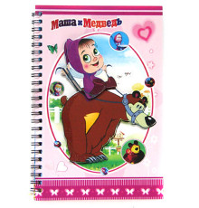 Блокнот А5, 40 л, линия, на спирали"Маша и медведь" Х-135 (360)