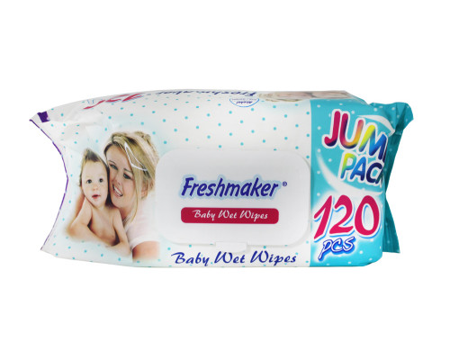Влажные салфетки, Freshmaker, Jumbo pack, 120 шт, с крышкой Влажные салфетки, Freshmaker, Jumbo pack, 120 шт, с крышкой