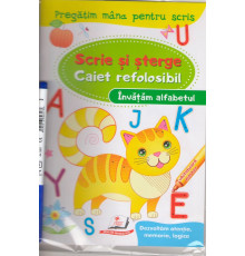 Scrie si sterge. Caiet refolosibil+marcher. Invatam alfabetul. N*4353