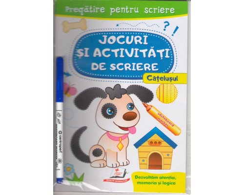 Jocuri si activ. de scriere. Caiet refolosibil+marcher. Catelus. N*3073