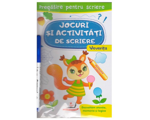 Jocuri si activ. de scriere. Caiet refolosibil+marcher. Veverita. N*3134