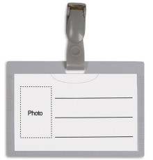 Бэйдж пластиковый серый с клипсой FO70703 (100)