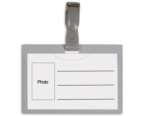 Бэйдж пластиковый серый с клипсой FO70703 (100)