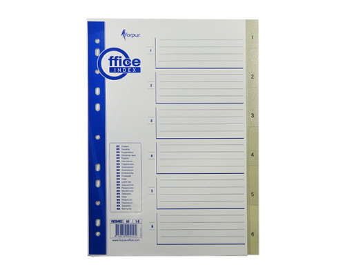 Indexuri plastic A4, numerotate (1-6) FO20402(10/250)