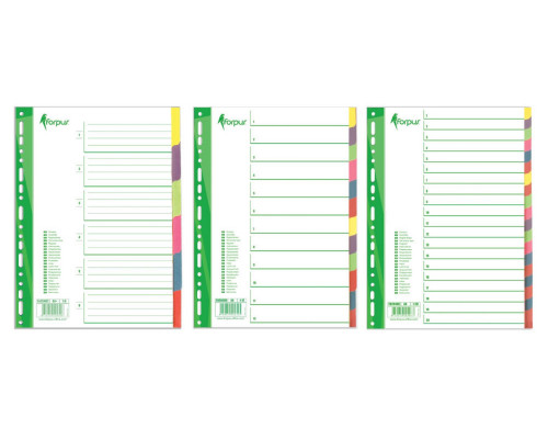 Indexuri plastic A4, 5culori, nenumerotate FO20441(25/250)