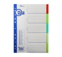 Разделитель пластиковый А4, 5 цветов, ненумерованные FO20441(25/250)