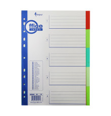 Разделитель пластиковый А4, 5 цветов, ненумерованные FO20441(25/250)