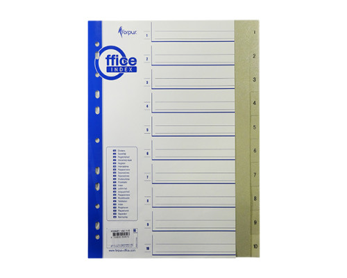 Indexuri plastic A4, numerotate 1-10 MAXI FO20451 (10/125)