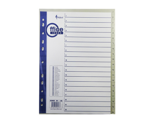 Indexuri plastic A4, numerotate 1-20 MAXI FO20453 (10/100)