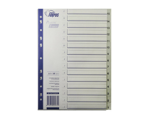 Indexuri plastic A4, numerotate (15-1) FO20474(10/125) Indexuri plastic A4, numerotate (15-1) FO20474(10/125)