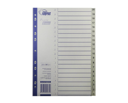 Indexuri plastic A4, numerotate (20-1) FO20475(10/100)