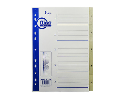 Indexuri plastic A4, numerotate (1-5) FO20401(10/250)