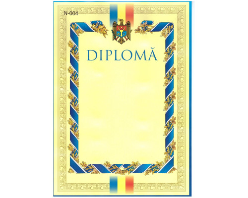 Diploma fara linii cu chenar albastru N-004