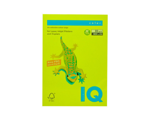 Бумага А4 желто-неоновая "IQ-Color" 80g/m2, 500л, NEOGB