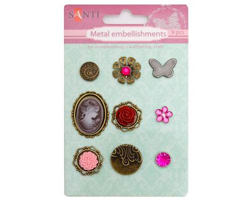 04867 Set de ornamente din metal "Розовые камеи" (9 buc.), 952588
