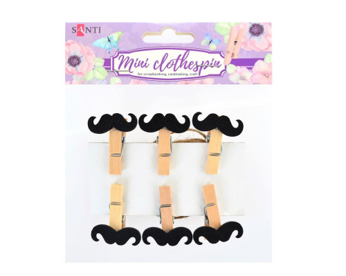 Set cleste din lemn, "Mustata", negre, 3.5 cm, 6 buc, 740721