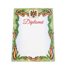Diploma А4 cu chenar verde cu frunze si tricolor U00 (100)