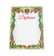 7207311 Diploma А4 cu chenar verde cu frunze si tricolor U00 (100)