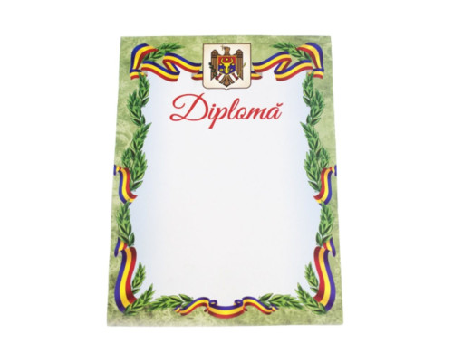 7207311 Diploma А4 cu chenar verde cu frunze si tricolor U00 (100)
