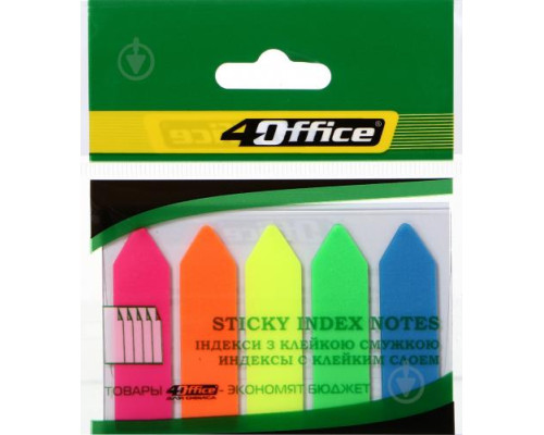 Indecsi colorati din plastic, culori fluorescente, "sageti" 12x44mm 5x20foi 4-426, 4Office (50)