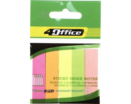 Самоклеющиеся бумажные индексы (неон) 12х50мм 5x30л 4-428, 4Office (50)