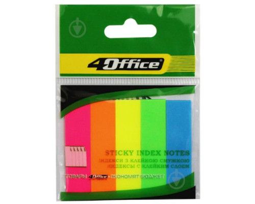Indecsi colorati din plastic, culori fluorescente, 12x50mm 5x30foi 4-435, 4Office (50)