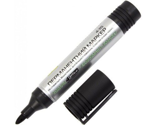 Marker permanent, 1-3mm, negru 4-115, 4Office (10/600) Marker permanent, 1-3mm, negru 4-115, 4Office (10/600)
