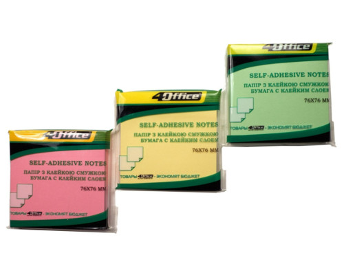 Hirtie notite cu lipici 76*76mm 3 culori 100 foi, 4Office 4-423-8 (12/288)