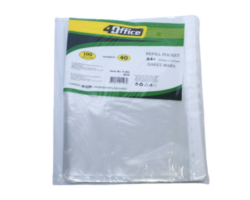 Folii A4+ PP, 40mic lucioase ECO, 100buc, 4-201, 4 OFFICE (20)
