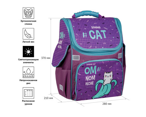 Ghiozdan 1sectii 37*28*21сm, ArtSpace Junior "Banana Cat" violet Uni_17659