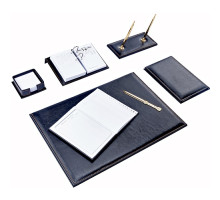 Set birou 7 piese, negru, piele ecologica BR-0700