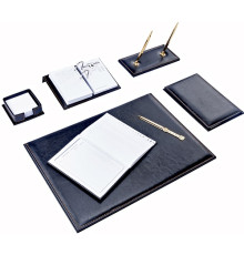 Set birou 7 piese, negru, piele ecologica BR-0700