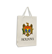 00721 Пакет подарочный, белый "Герб Молдовы" 360*250*90 (10)