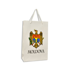 Punga pentru cadou, alb "Stema Moldova" 360*250*90 (10)