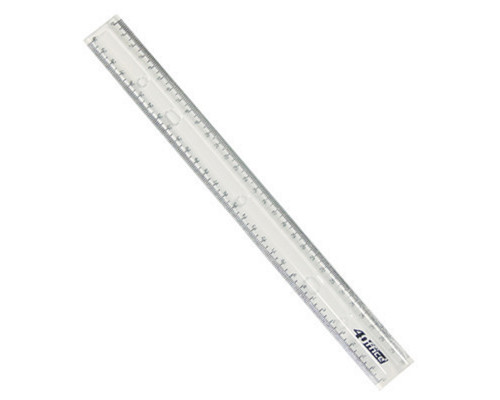 Линейка 30cm, пласт. прозр. 4-354 4OFFICE (12/600)