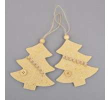 Набор подвесок "Елочки", декорированный золотом, ткань 2 шт., 973470 (30)