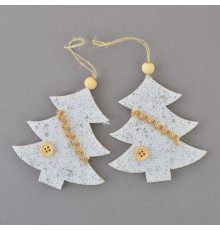 Set jucarii de anul nou "Bradut", 2 buc argintii ,stofa 973469 (30)