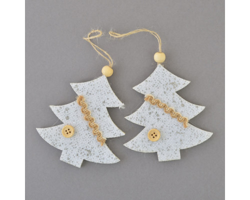 Набор подвесок "Елочки", декорированный серебром, ткань 2 шт., 973469 (30)