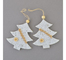 Set jucarii de anul nou "Bradut", 2 buc argintii ,stofa 973469 (30)