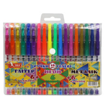 Набор ручек гелевых, 6+6+6цв., Glitter+Neon+Metallic, PVC, ГР53, УМКА (12/48)