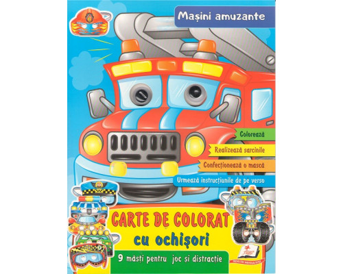 Carte de colorat cu ochisori. Masini amuzante. +9 masti N*2434