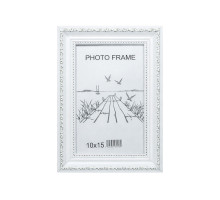Rama foto A6 10*15 cu suport alba cu ornament argintiu 25-01-02 CM*0252