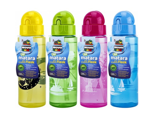 Sticla pentru apa cu pai 500 ml., asorti NC-601 (12/96) Sticla pentru apa cu pai 500 ml., asorti NC-601 (12/96)