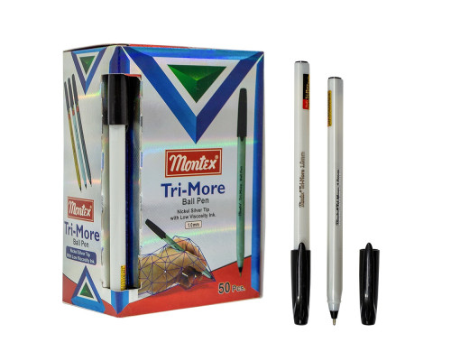 Ручка шариковая Montex Trimore черная (50/500/2000) Ручка шариковая Montex Trimore черная (50/500/2000)