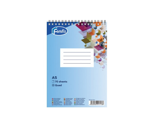 Блокнот А5 70л. клетка, на спирали, FOROFIS 91713 (6/30) Блокнот А5 70л. клетка, на спирали, FOROFIS 91713 (6/30)