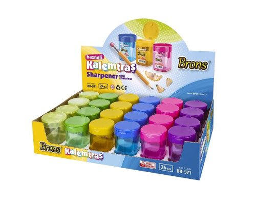 Ascutitoare cu container si capac, 2 gauri, rotunda BR-571