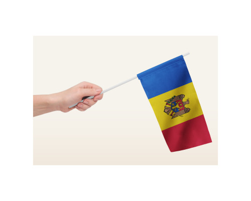 Drapel textil mic Republica Moldova 14x20cm, 110g/m2, poliester